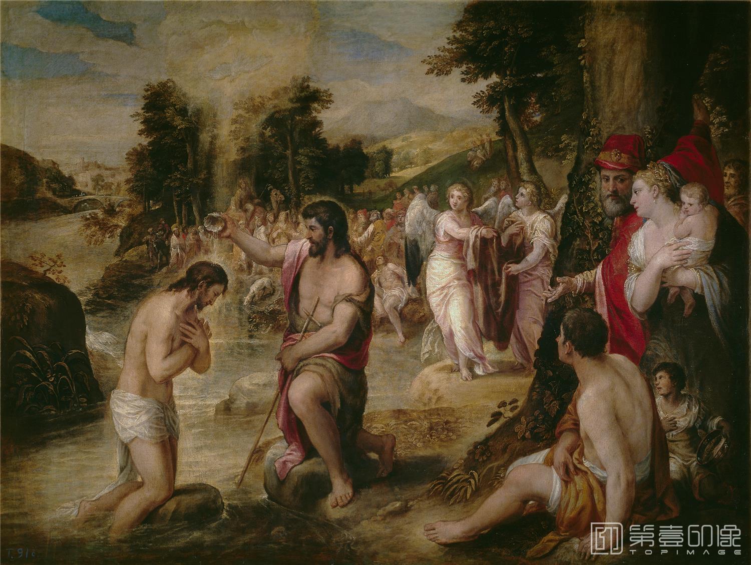 油画-西班牙普拉多美术馆油画藏画-Sustris, Lambert-Bautismo de Cristo-125cm x 165cm-2628